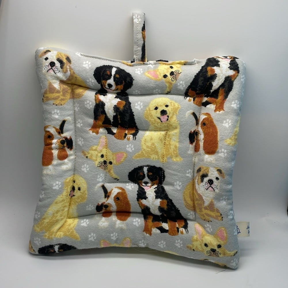 Grey Dogs Pot Holder Extra thick batting Handmade Dog themed dog lovers Pets